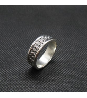 R002043 Sterling Silver Ring 8mm Wide Handmade Band Genuine Solid Hallmarked 925